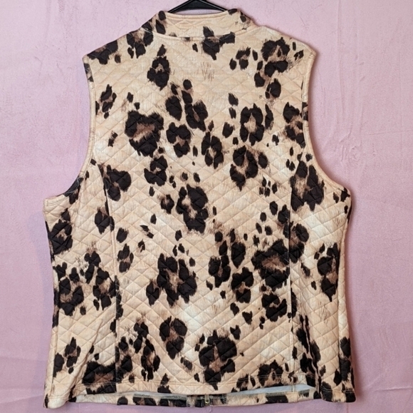 Allison Daley Leopard Print Quilted Full Zip Vest with Pockets size XL - Picture 4 of 7